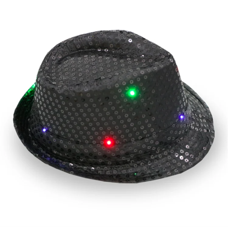 Professional supplier Light Up Led fedora Jazz Hat Adult fashion party Hat for Stage Performance