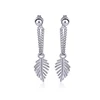 Korean fashion simple Sen leaves leaf ear line, lady's rear hanging earring silver needle earring