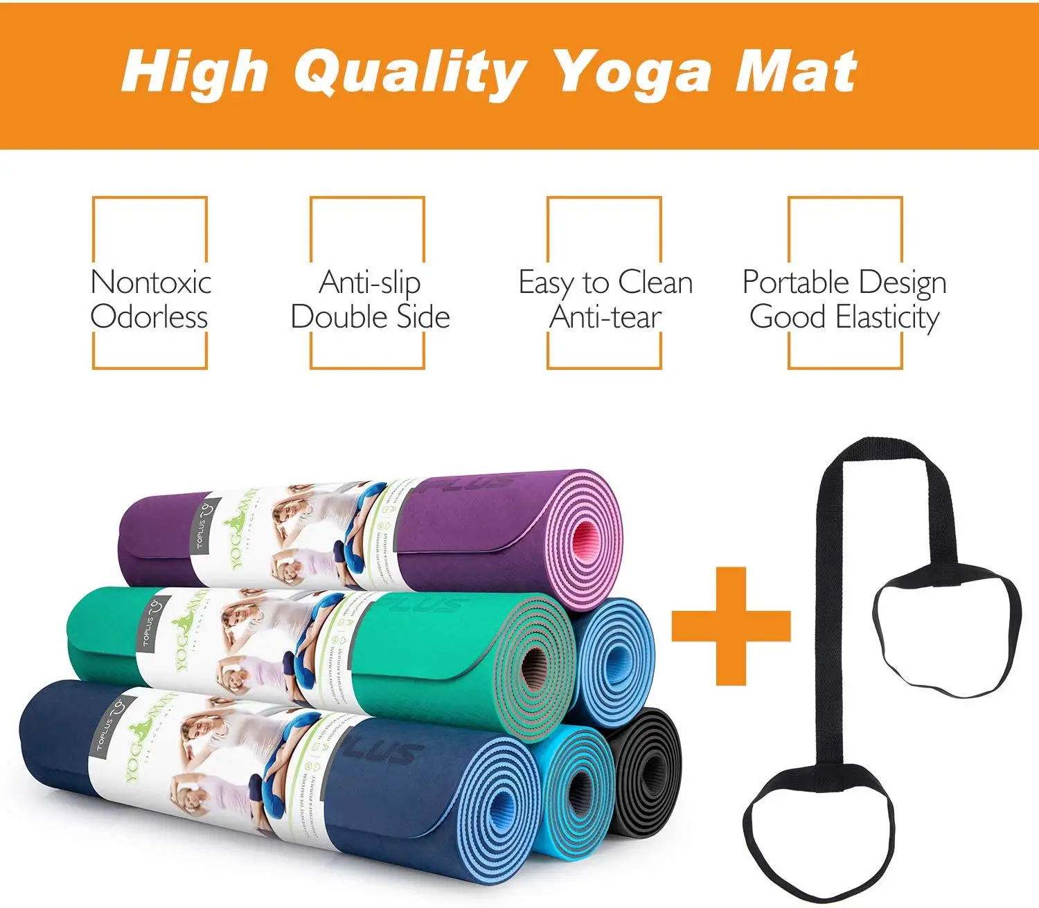 Tpe Yoga Mat With Position Line Non Slip Carpet Mat For Beginner