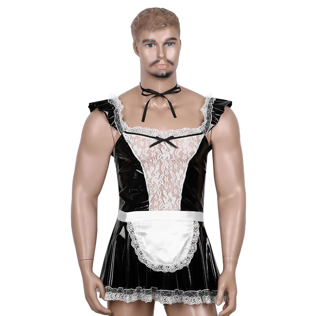 Men's Male Sissy Maid Dress Cosplay Costume Clubwear Short Sleeves ...