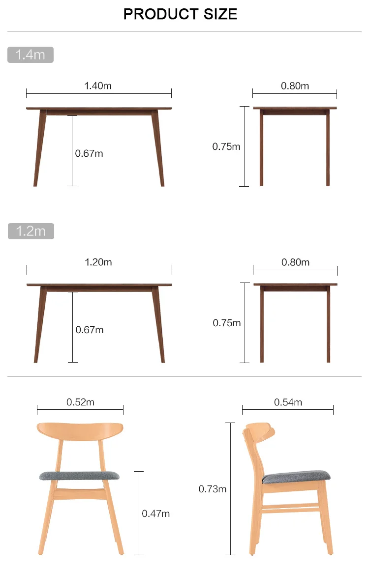 Modern Style Wooden Painted Walnut Large Top Dining Table With Chairs 6 Seater