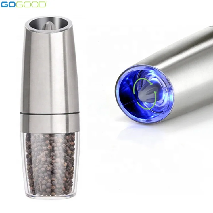 Electric Gravity Salt And Pepper Grinder Set With Adjustable Coarseness