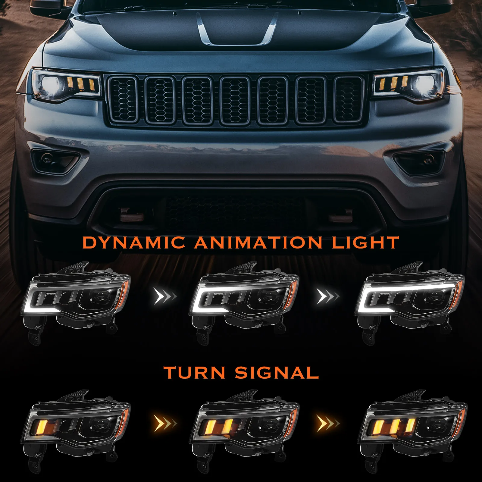 Headlight For Jeep Grand Cherokee Headlights 2017-2021 Led Sequential ...