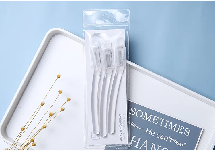 New design 3pcs Eyebrow Razors Face Hair Remover Shaver Trimmer Shaper Wholesale Transparent Facial Eyebrow Razor For Women A947