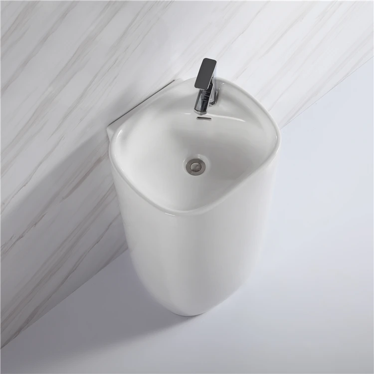 Hot sale wholesale family bathroom ceramic sink white wash hand basin with pedestal
