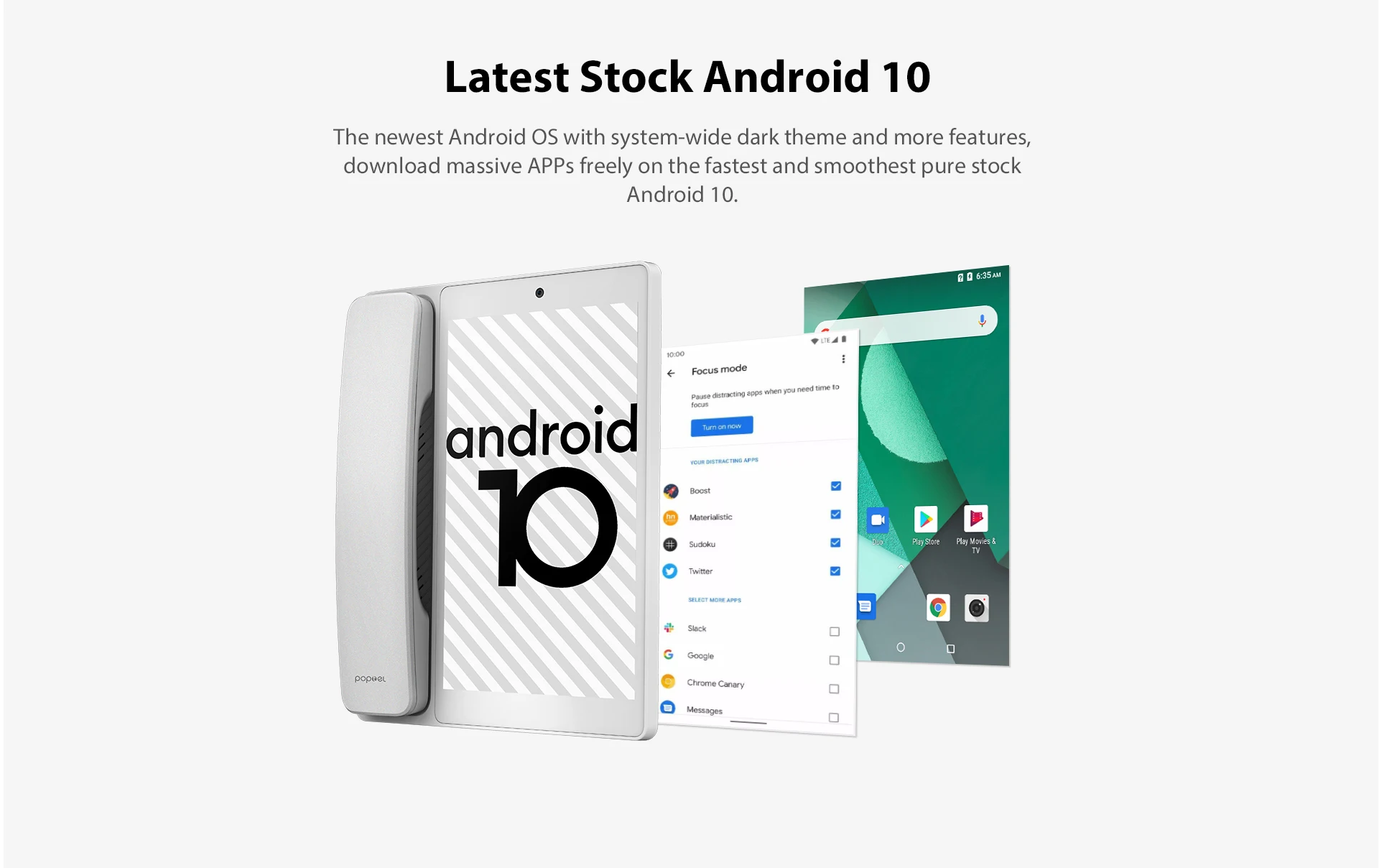 Poptel — téléphone portable V10, tablette intelligente, Android 10.0, Google Play Store, 2 go/16 go, avec carte SIM, 8 pouces
