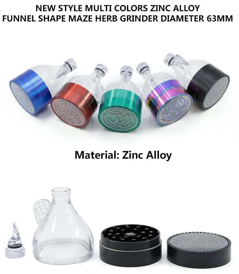 2019 new style mixer grinder 3 layer colorful funnel herb grinder weed smoking tobacco grinder