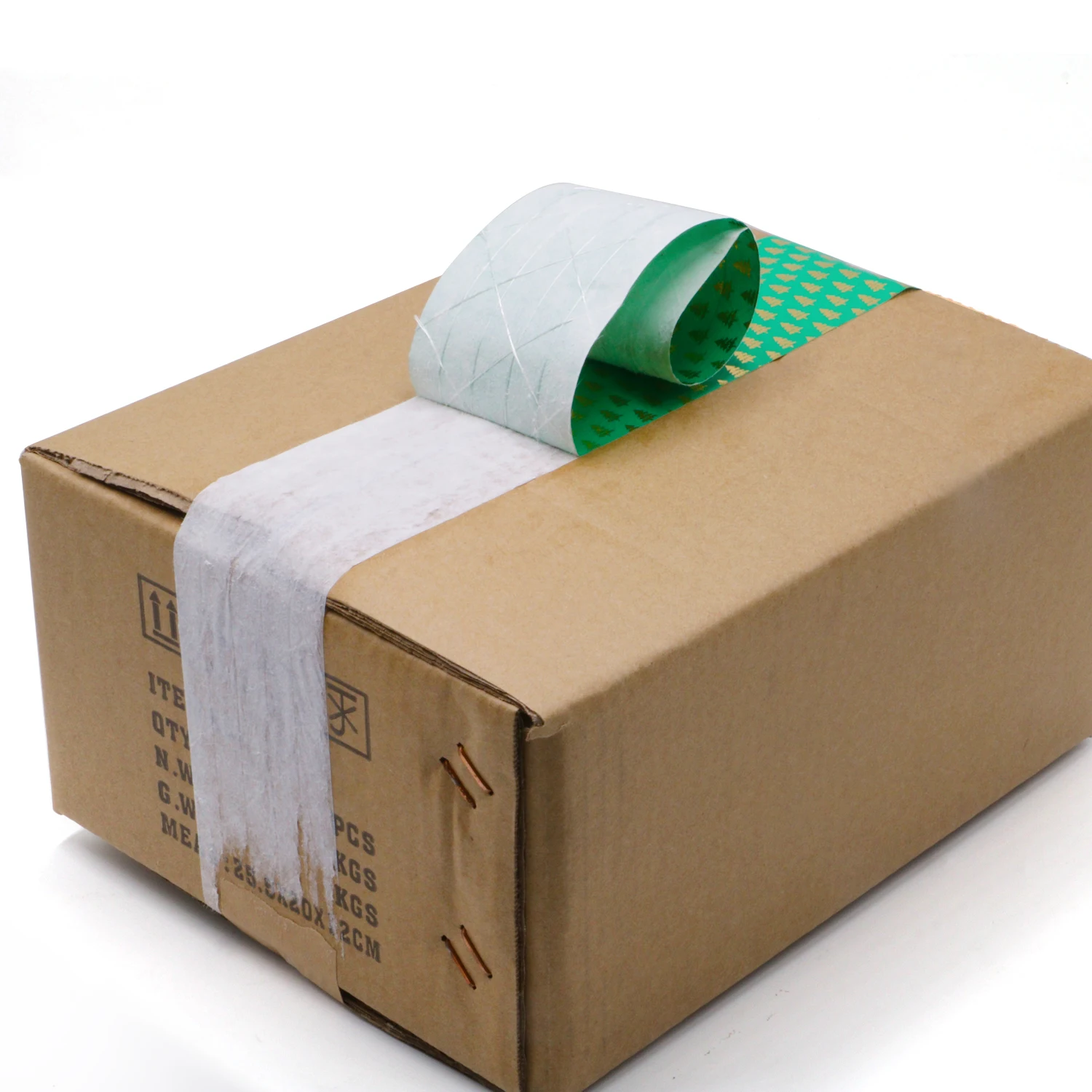 定制印刷圣诞牛皮纸水激活纸箱密封包装胶带