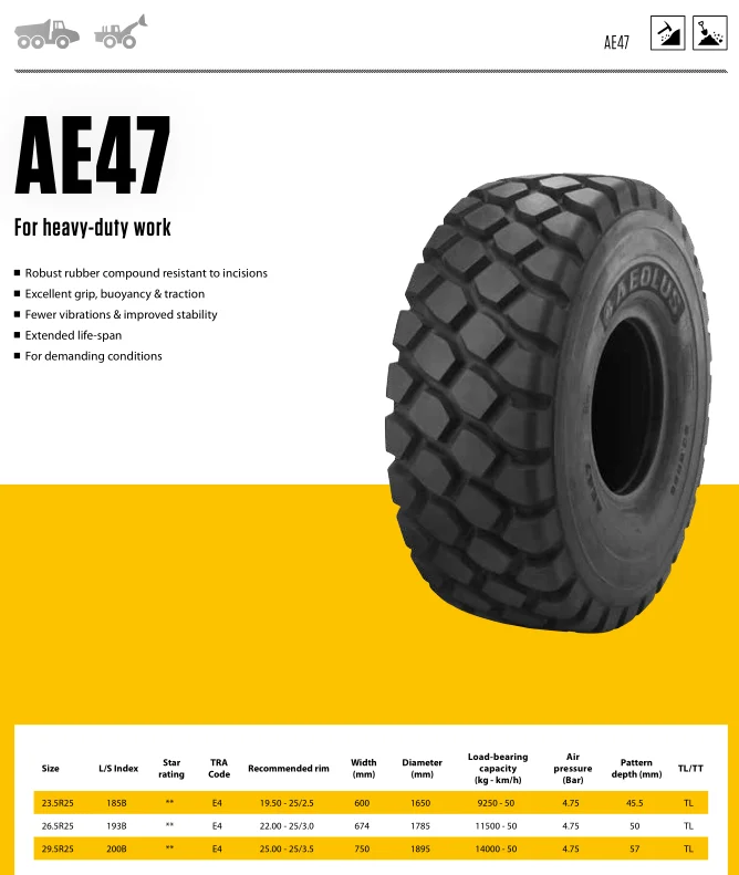 AEOLUS 29.5R25 E4/AE47 radial otr tire