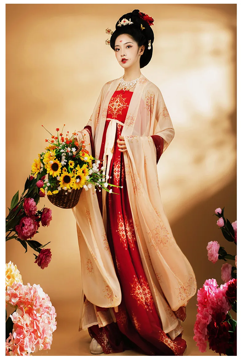 古代民族服饰女装服装成人中国传统服装长大袖刺绣汉服连衣裙