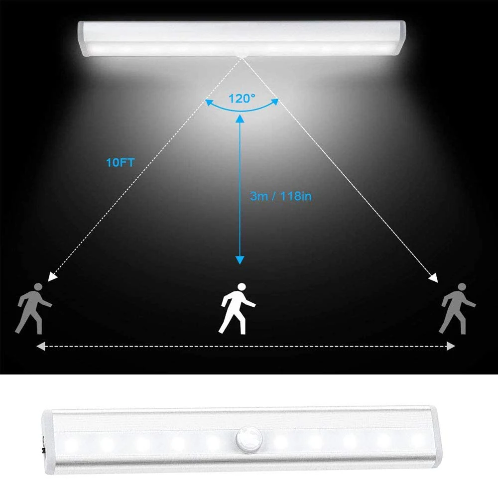 USB Rechargeable lighting cabinet Motion Sensor 10 LED Wireless under cabinet led light Kitchen LED Cabinet Lights manufacture