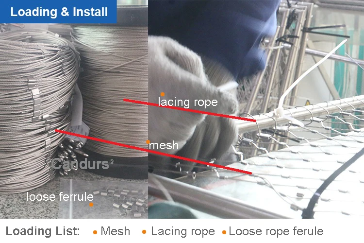 Longevity Diy Mounting Design Tensile AISI 316 Stainless Steel Cable Webnet Mesh
