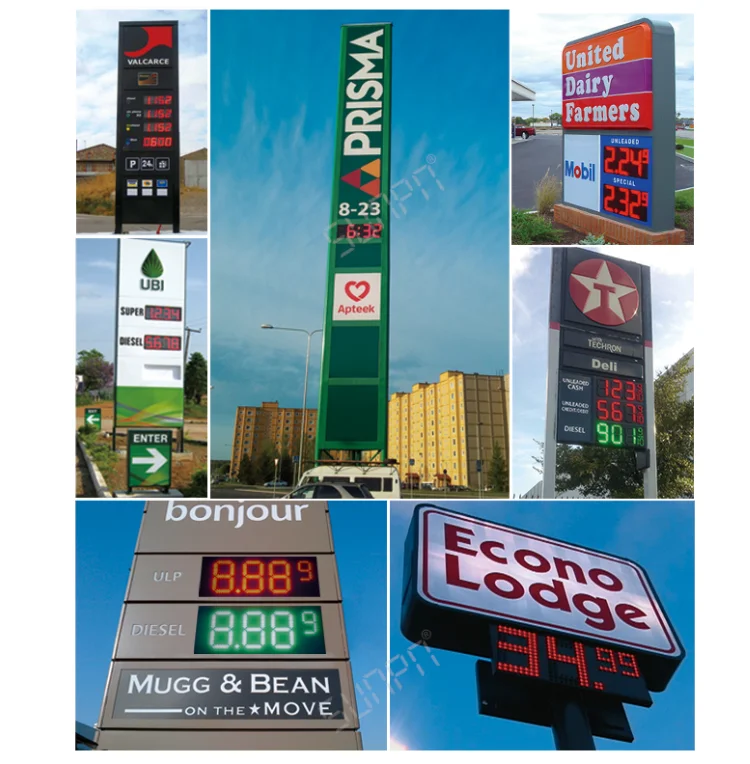 Wholesale 7 segment led display outdoor gas station price signs for sale petrol station price board