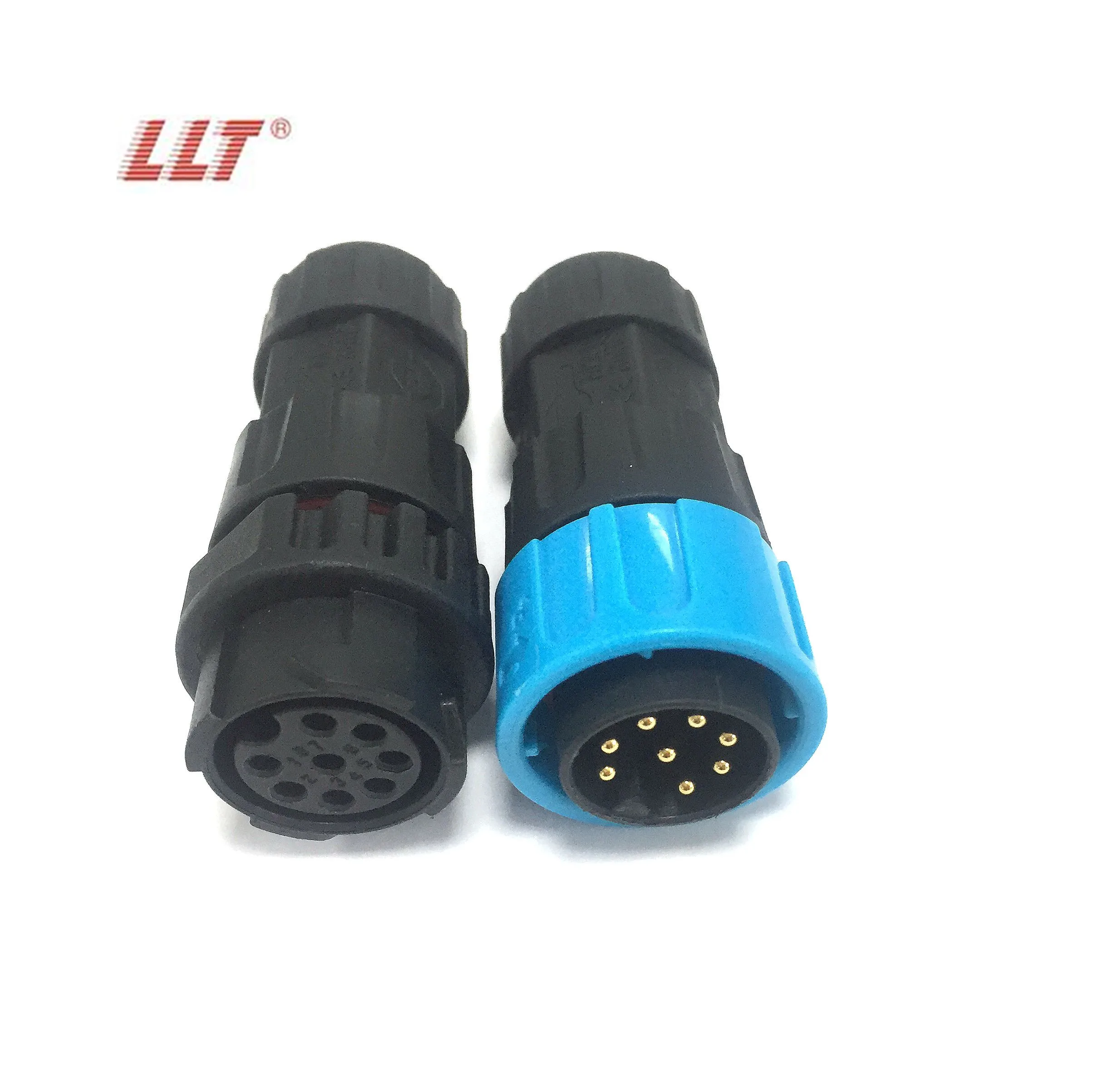 LLT IP67 Plastic Waterproof Cable Connector 2 3 4 5 7 8 9 pin data connector