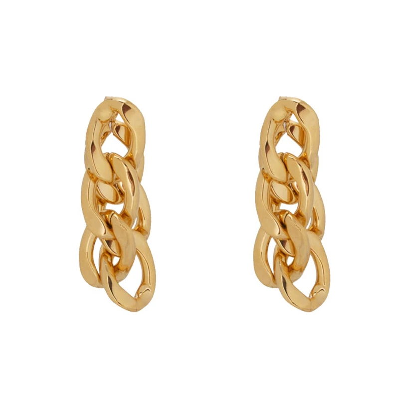 Chunky Chain Solid Gold Earrings Multi Link Geometric Earrings Drops ...
