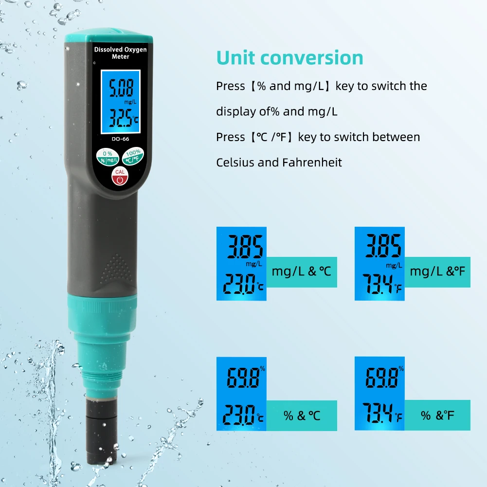 Dissolved Oxygen Meter Pen Type DO Meter 0 to 16.50mg/L Resolution 0.01 mg/L 