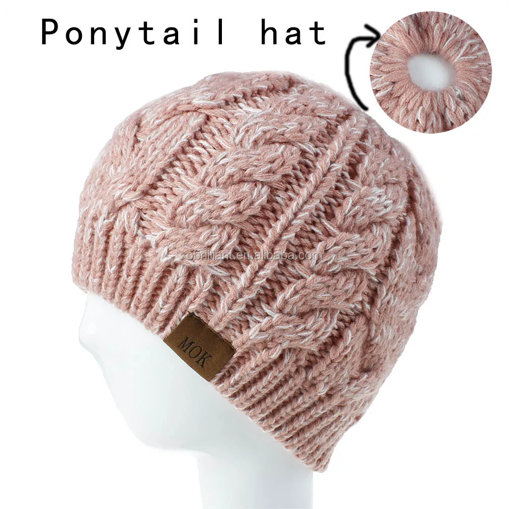 Women Chunky Cable Knitted Ponytail 