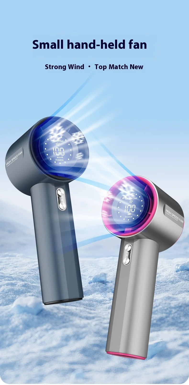 Handheld Foldable Portable Fan, USB, 4000mAh - detail 2