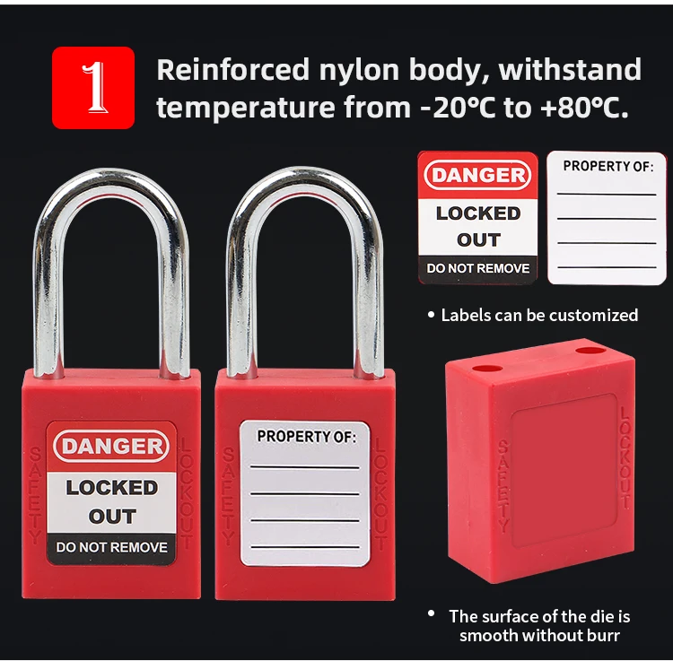 38mm Steel Nylon Shackle Security Padlock with Master Keys Safety Padlock
