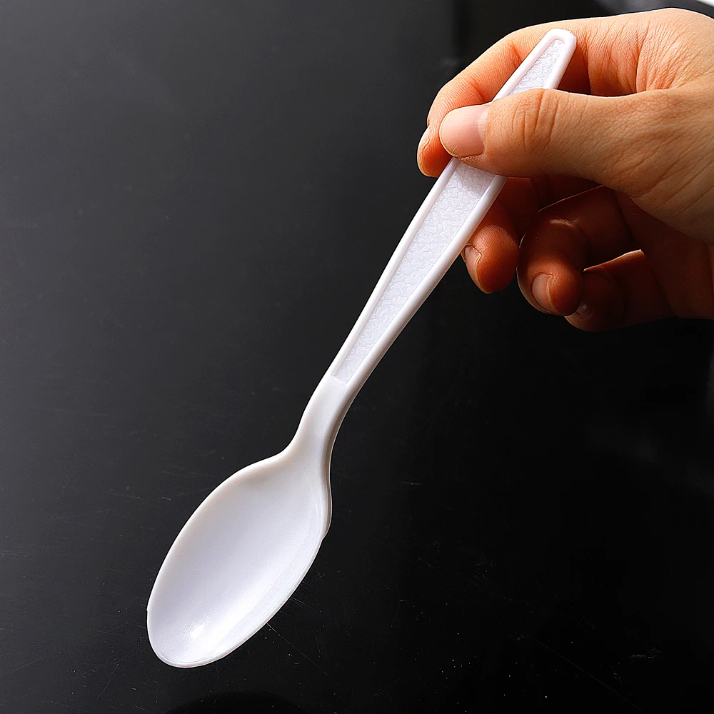 1000pcs 白色加重花式预包装一次性勺子