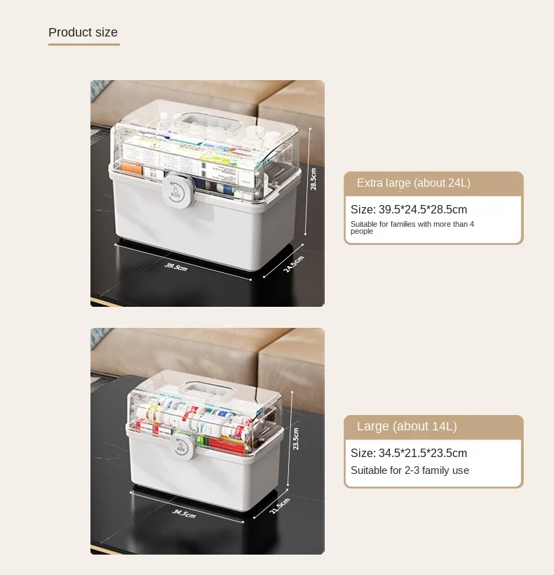 Golden Cat Large Capacity PP Medicine Box Household Multi-Layer Storage Bin Superior Classification System for Food Medical Kit