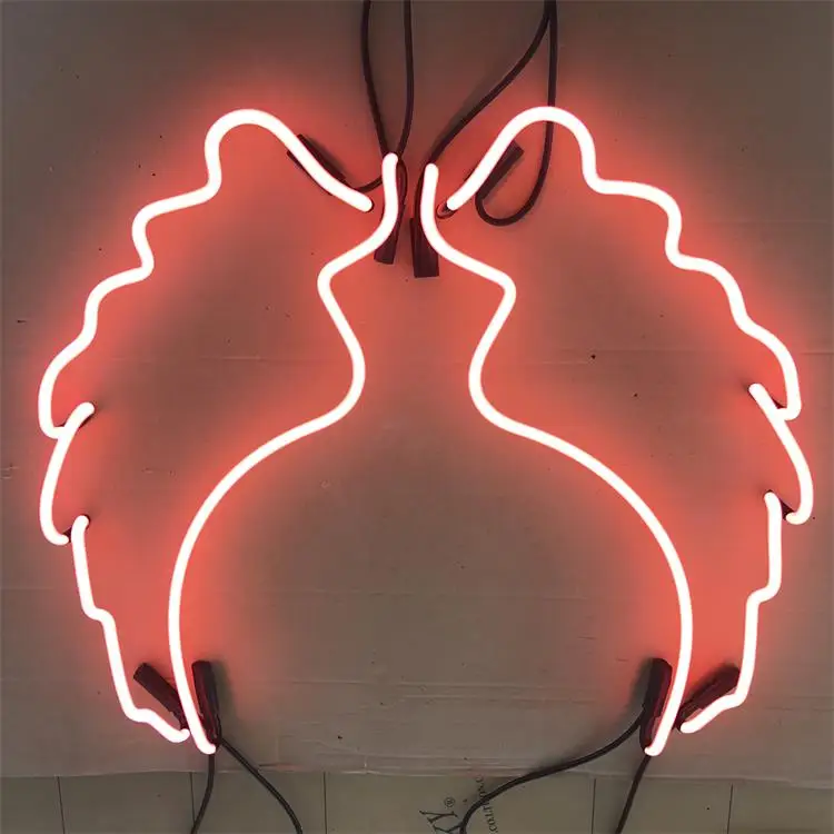 批发中国工厂价格定制天使翅膀装饰玻璃管霓虹灯