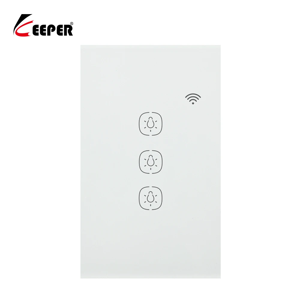 Keeper US Tuya Smart ZigBee Home Wifi Wall Touch Switch 3 Gang Glass Panel Voice Control Light Switch - ANKUX.COM