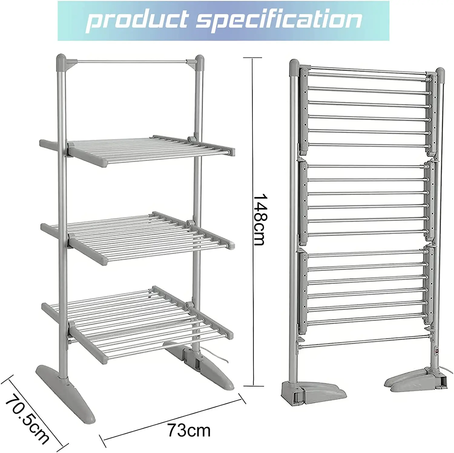 1.48m Grey Color 3 Tier Electric Drying Rack For Laundry Use Buy 3