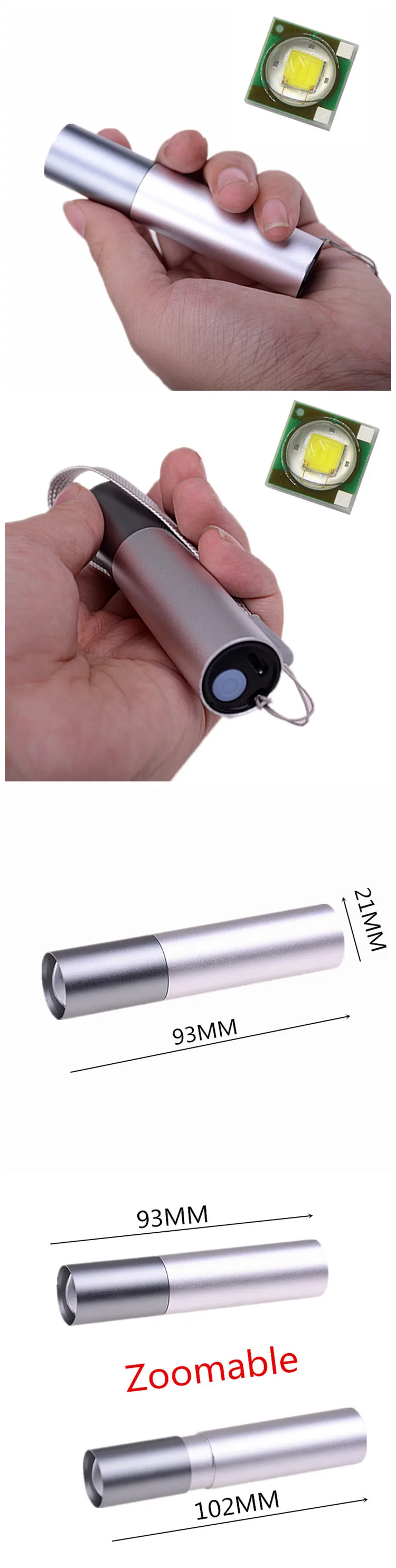 Portable 3 Modes Built in Lithium Battery Led XPE Cheap Mini Rechargeable Torch Adjustable Zoom USB Charging Led Gift Flashlight