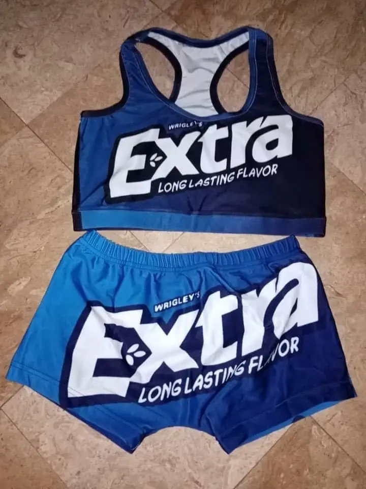 Sinosun Two Piece Short Set Gym Boxer Sportswear Printed Slippery When