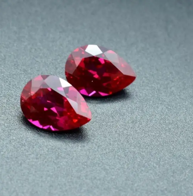 3a quality pear cut synthetic ruby gemstone artificial loose