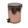5L Bronze indoor corner waste bin Toliet Sanitary paper metal round storage bin steel foot pedal trash can with lid