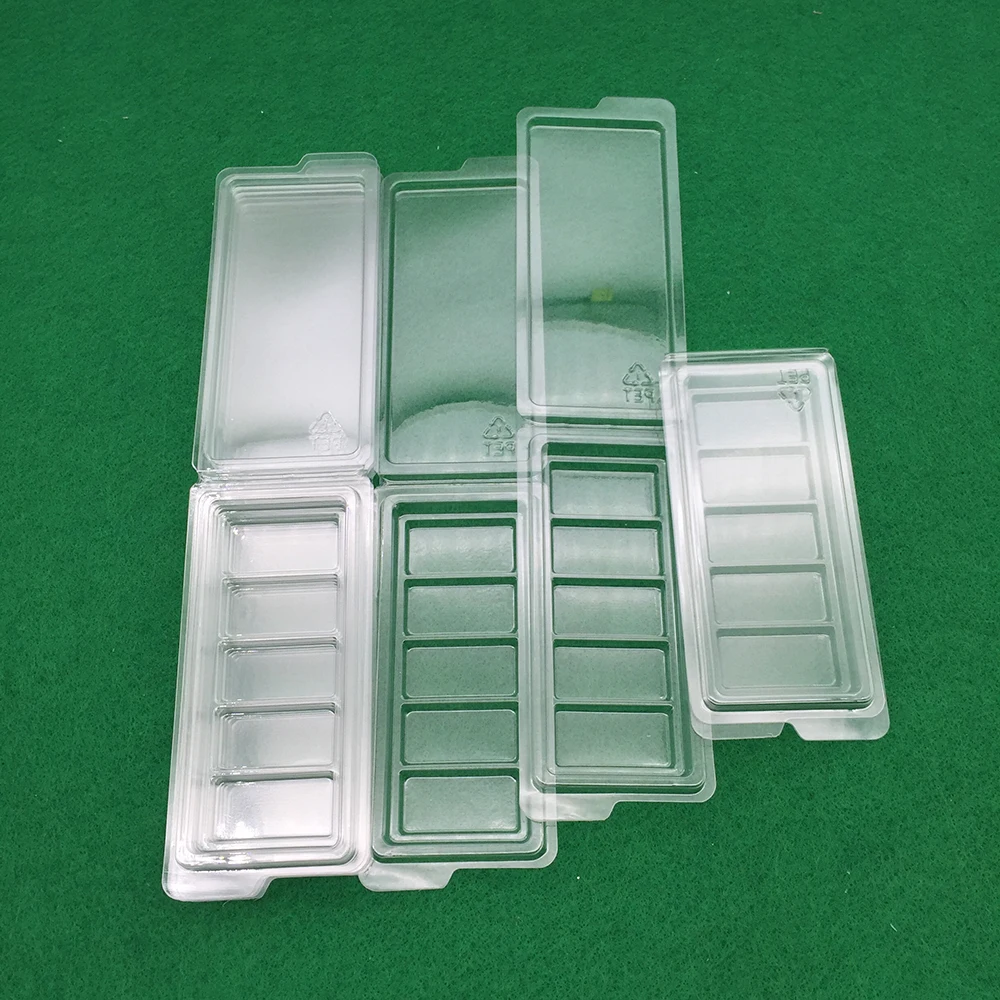 Recyclable Plastic 5 Cavity Clamshell Pet 5 Cells Bar Wax Melts Clamshell Packaging For Soy Wax ...
