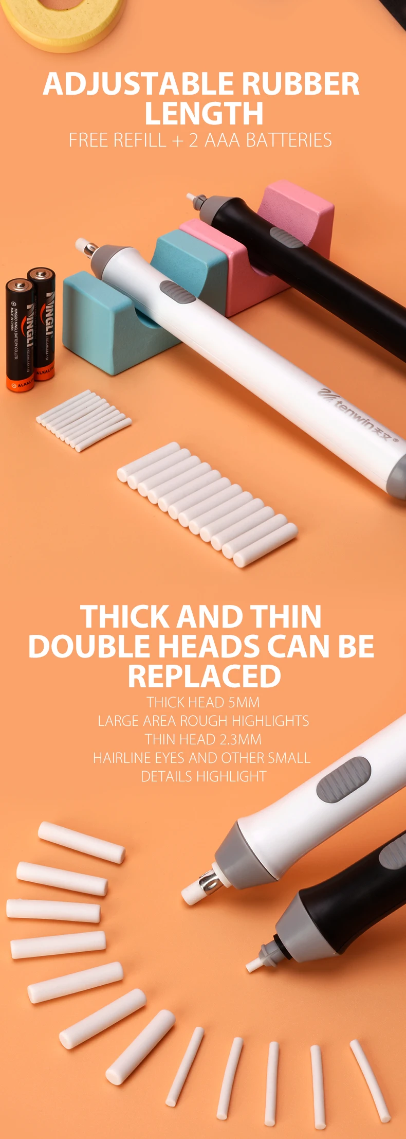 Tenwin 8302 School Office Stationery Items Electric Rubber Eraser For Kids Sketch Dedicated