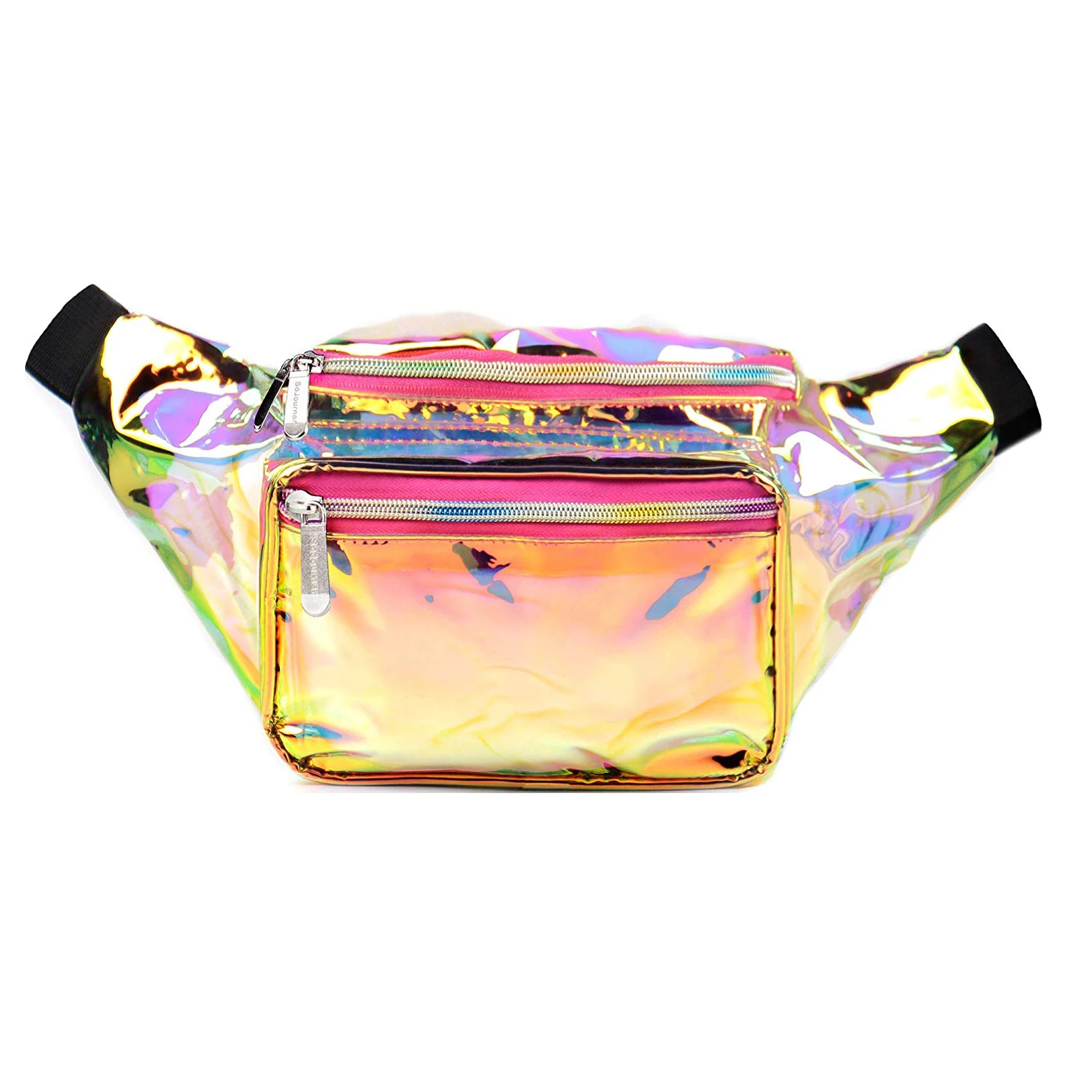 OYYF Holographic Fanny Packs Belt Bag for Women Men Fashion Waterproof Waist Pack with 3 Pouches Adjustable Strap for Travel Festival Hiking Rave Shopping 