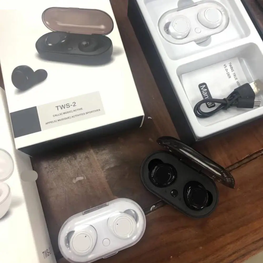 
TWS-2 Wireless earphone 5.0 Touch Dual Call Auto Power On Pairing Ear Wireless earbuds 
