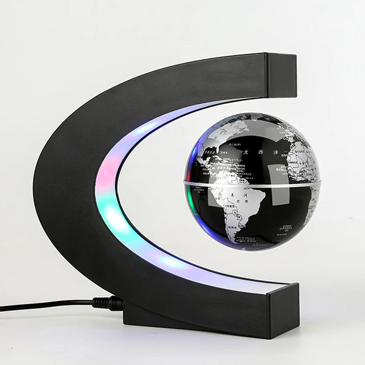 C Shape Home Decor Magnetic Rotating Levitation Floating Globe With Light US EU AU UK Plug
