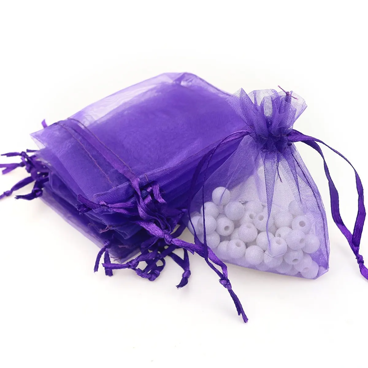3.6 X 4.8 Inch Purple Organza Gift Bag Drawstring Pouches Jewelry Party