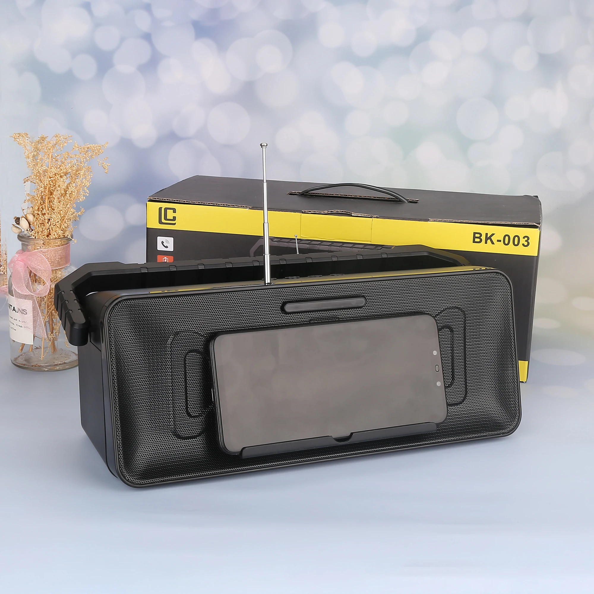 BK003 super bass woofer mini subwoofer portable boombox karaoke wireless loudspeaker outdoor tws bluetooth speaker with stand - ANKUX.COM