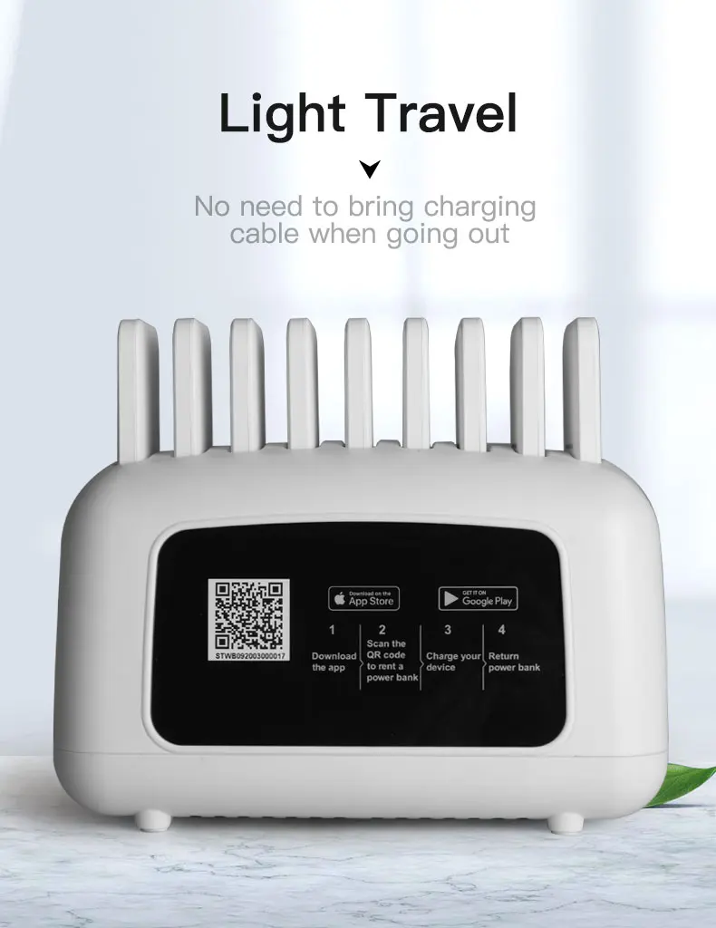 multiple mobile phone rental power bank charging station with 9pcs battery rental for coffee shop restaurant library - ANKUX.COM