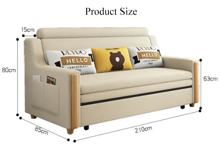 Modern Living Room Sofas Cum Bed With Storage Fabric Iron Frame Folding