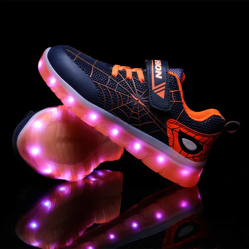 new spring spiderman children shoes with light kids