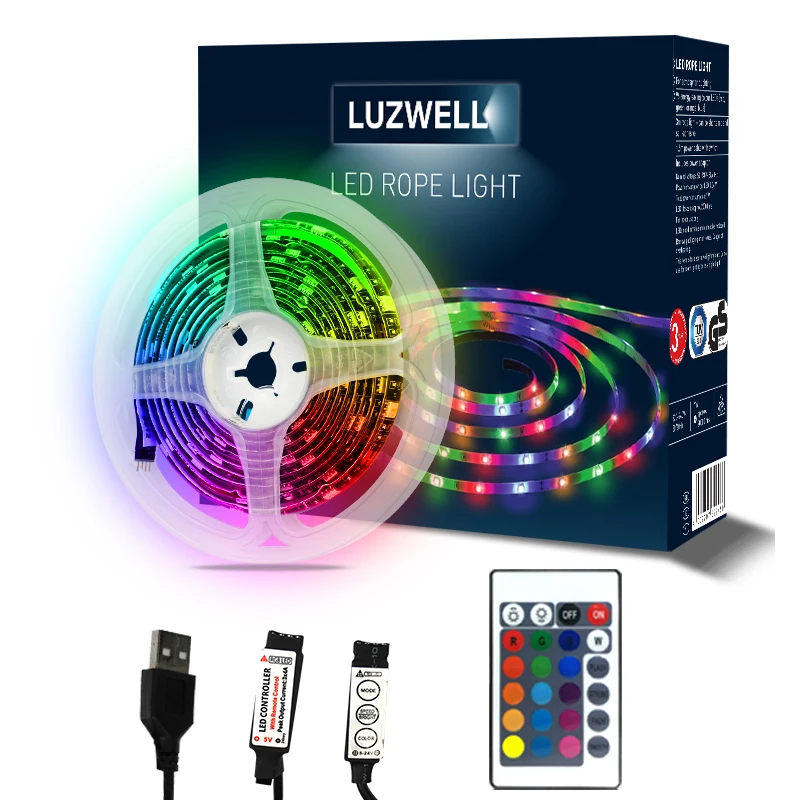 30Leds/m USB connector 4 pin 2m RGB LED strip light with mini control power strip usb for living room indoor application