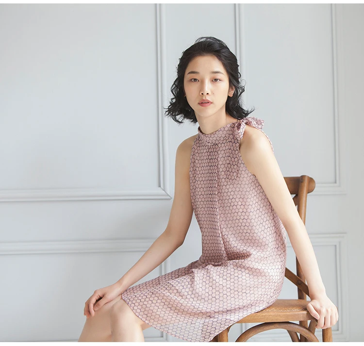 女装100% 涤纶无袖雅致优雅连衣裙
