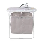 Best selling 2 Bag Folding Laundry Cart with ironing board table Folding Clothes Hamper Iron Detergent Dorm Ironing