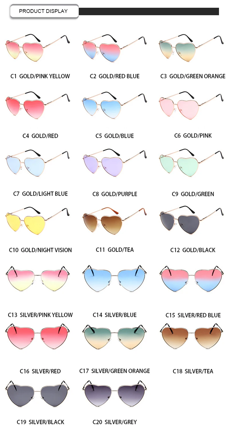 2020 New Arrivals Designer Authentic 20 Colors Photochromic Men Women Heart Sunglasses