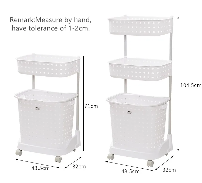High Quality Cheap Household 2layer Plastic Laundry Basket With Wheels