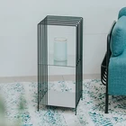 Nordic italian modern small bedroom room nightstand metal bed side table