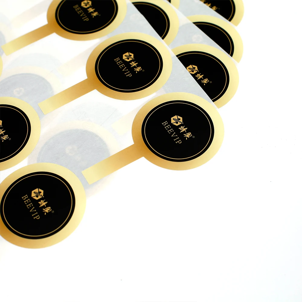 Waterproof Custom Self Adhesive Gold Foil Printed Tamper Proof Jar