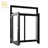 Standard size double glass black aluminium window frames opening 180 degree aluminum casement windows for bathroom